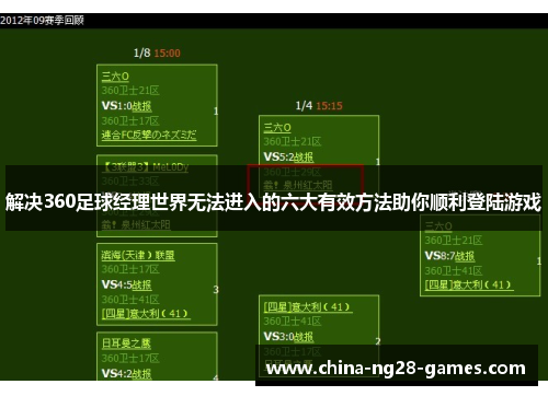 解决360足球经理世界无法进入的六大有效方法助你顺利登陆游戏 解决360足球经理世界无法进入的六大有效方法助你顺利登陆游戏